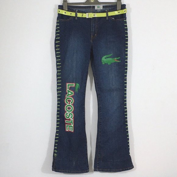 Lacoste Denim - Lacoste Juniors Jeans 11 Embroidered Contrast Stitch Croc Logo Graphic Mid Rise